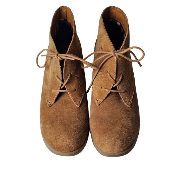 White Mountain Womens Chestnut Suede Kahlua Lace Up Wedge Bootie Shoes Size 8.5 - Picture 2 of 9